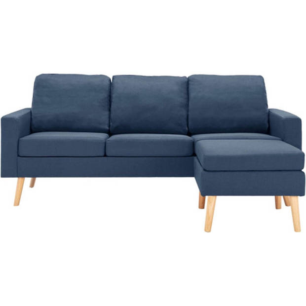 The Living Store Driezitsbank - blauw - stof - 184 x 76 x 82.5 cm - comfortabel