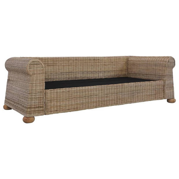 The Living Store Rattan Bankstelset - Natuurlijk Rattan - 100x78x67cm - Inclusief Kussens