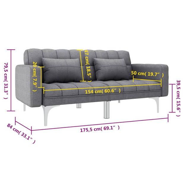 The Living Store Slaapbank Lichtgrijs Houten Frame 175.5 x 98 x 57.5 cm - Multifunctioneel en Comfortabel