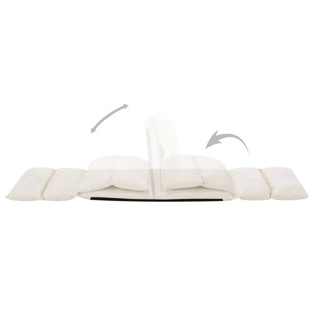 The Living Store Vloerstoel Loungebed - Crème - 216 x 56 x 9 cm - Microvezel