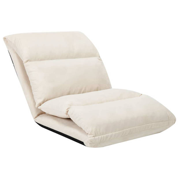 The Living Store Vloerstoel Loungebed - Crème - 216 x 56 x 9 cm - Microvezel