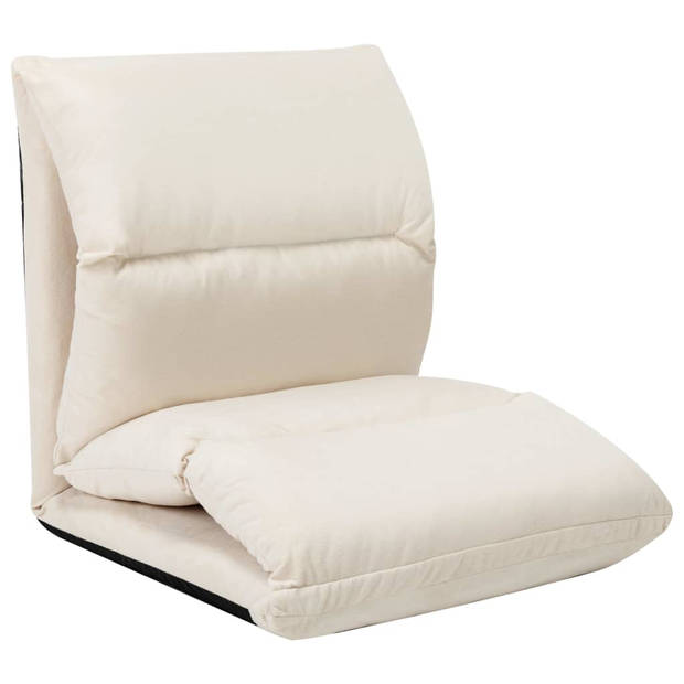The Living Store Vloerstoel Loungebed - Crème - 216 x 56 x 9 cm - Microvezel