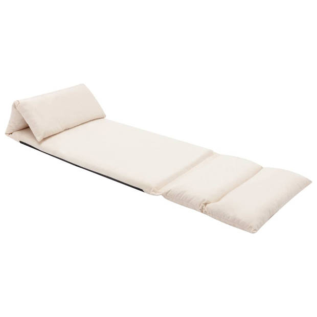 The Living Store Vloerstoel Loungebed - Crème - 216 x 56 x 9 cm - Microvezel