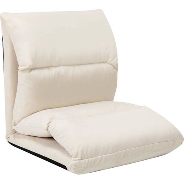 The Living Store Vloerstoel Loungebed - Crème - 216 x 56 x 9 cm - Microvezel