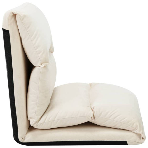 The Living Store Vloerstoel Loungebed - Crème - 216 x 56 x 9 cm - Microvezel