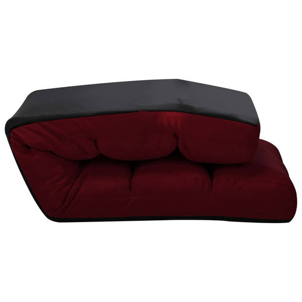 The Living Store Loungebed - Vloerstoel - Wijnrood - 175 x 56 x 20 cm - Kunstleer