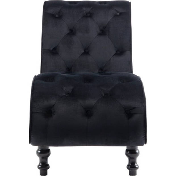 The Living Store Chaise Longue - Zwart Fluweel - 145 x 52 x 77 cm - Comfortabel en Verfijnd
