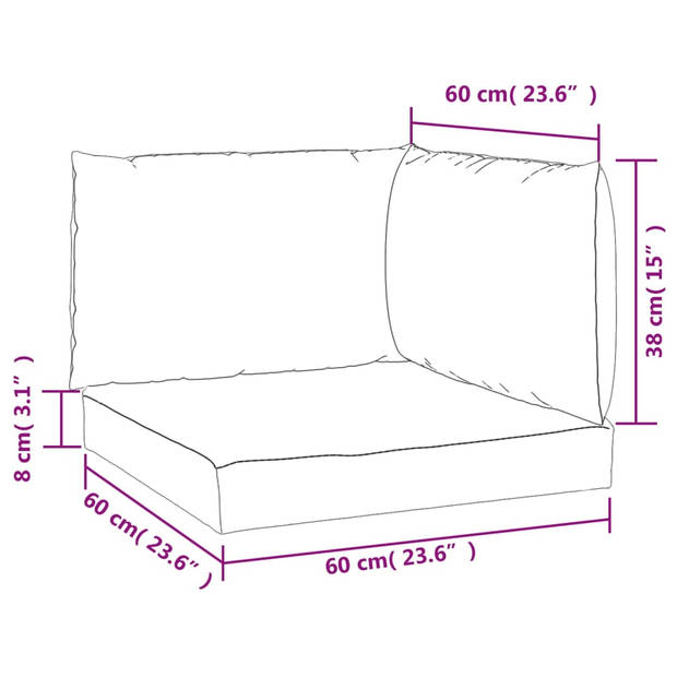 The Living Store Palletkussens - Oxford stof - Zachte vulling - Breed toepasbaar - 60x60x8 cm - Met zwart ruitpatroon