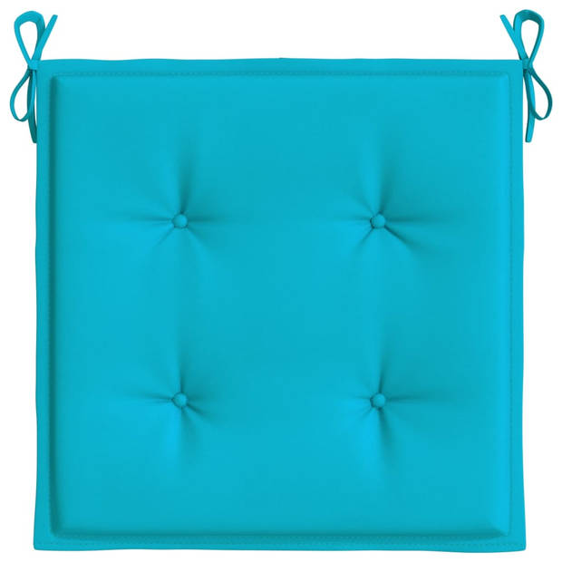 The Living Store Stoelkussens Oxford Turquoise - 50x50x3 cm - Waterafstotend - Holle vezel vulling - Anti-slip touw -