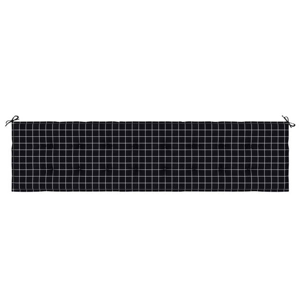 vidaXL Tuinbankkussen ruitpatroon 150x50x3 cm stof zwart