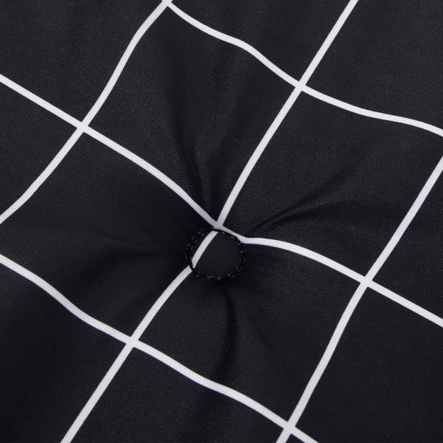 The Living Store Terrasstoelkussens - Oxford stof - 180 x 55 x 7 cm - met zwart ruitpatroon