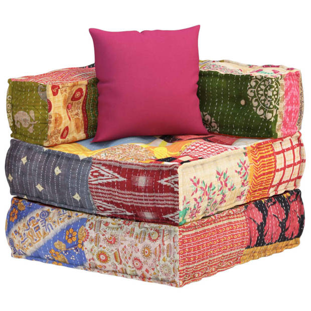 vidaXL Poef modulair met kussen patchwork stof