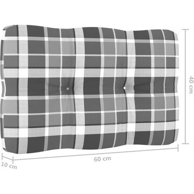 The Living Store Tuinbankkussens - 60 x 60 x 10 cm - Grijs ruitpatroon