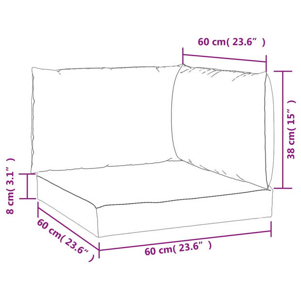 The Living Store Palletkussens - Oxford stof - Comfortabele zitkussens - 60x60x8 cm - Met bladpatroon