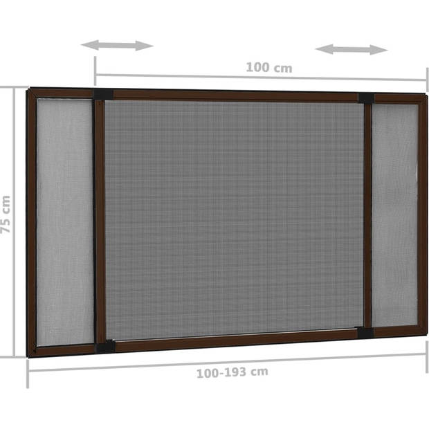 The Living Store Vliegengaas - Hor - Zwart - Aluminium - UV-bestendig - 100-193 x 75 cm - Borstelsluiting