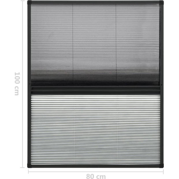 The Living Store Plissé hor Dakraam - 80 x 100 cm - Aluminium Frame - Zwart Gaas - PET Verduistering