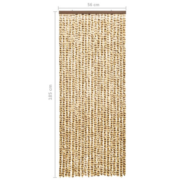 The Living Store Vliegengordijn - Chenille - 56 x 185 cm - Beige/Bruin