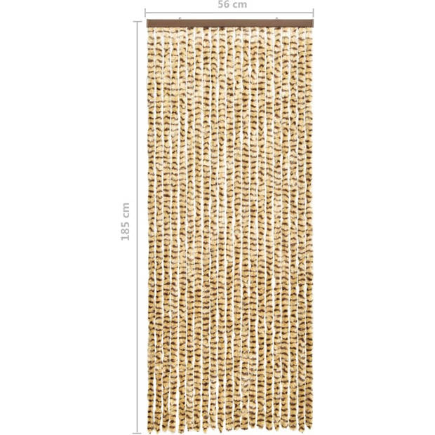 The Living Store Vliegengordijn - Chenille - 56 x 185 cm - Beige/Bruin