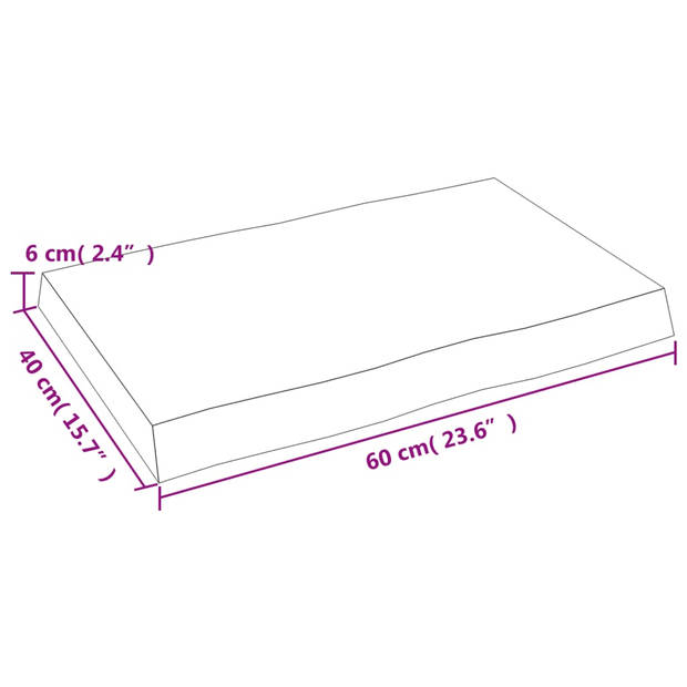 vidaXL Tafelblad natuurlijke rand 60x40x(2-6) cm massief eikenhout