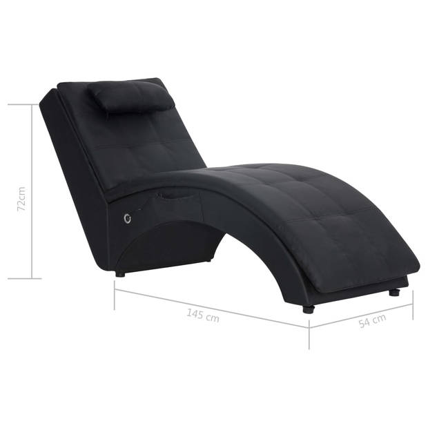 The Living Store Chaise Longue - Massage en Verwarming - 145 x 54 x 72 cm - Zwart - PVC 100%