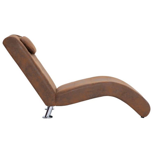 The Living Store Chaise Longue - Bruin - 144x59x79 cm - Ergonomisch en Stevig