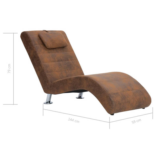 The Living Store Chaise Longue - Bruin - 144x59x79 cm - Ergonomisch en Stevig