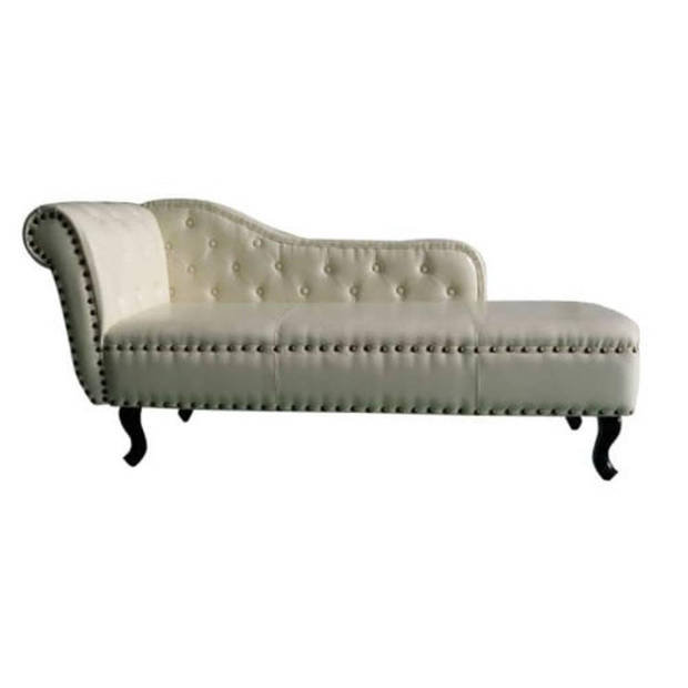 The Living Store Chaise Longue - Chesterfield - Kunstleer - 168x58x77 cm - Crèmewit