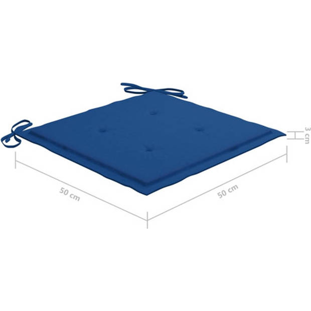 The Living Store Stoelkussens - Koningsblauw - Oxford stof - 50x50x3 cm - Duurzaam - Comfortabel