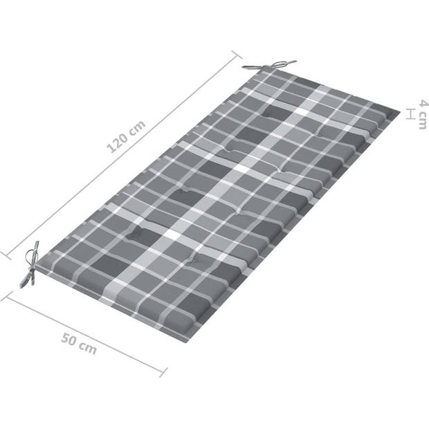 The Living Store Tuinbankkussen - 120 x 50 x 3 cm - Grijs - Oxford stof - Schuimvezel - Waterafstotend