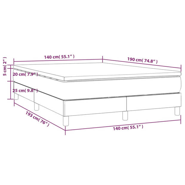 vidaXL Boxspring met matras stof blauw 140x190 cm