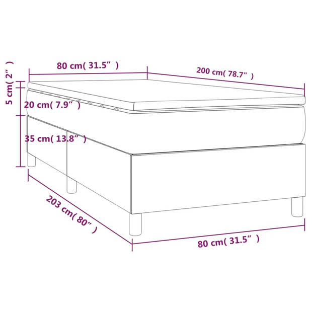 vidaXL Boxspring met matras kunstleer grijs 80x200 cm