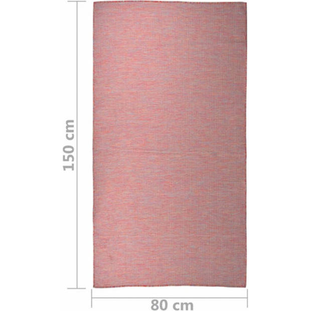 The Living Store Tuinkleed Platgeweven - Buiten - 80x150 cm - Rood - Duurzaam - UV-Bestendig