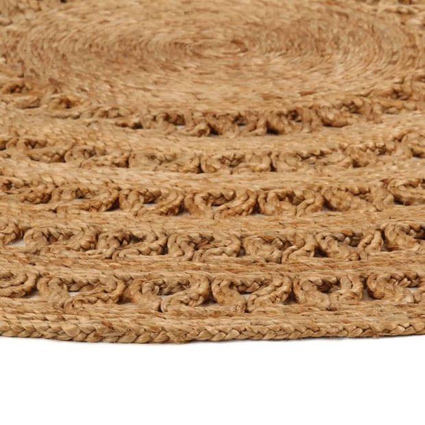 The Living Store Handgemaakt Jute Tapijt - Ronde Vorm - 180 cm Diameter - Natuurlijke Jute Toon