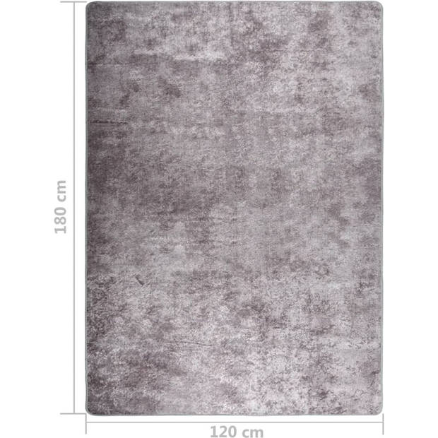 The Living Store Vloerkleed - Polyester - 120 x 180 cm - Grijs - Anti-slip