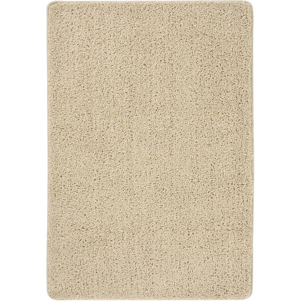 The Living Store Vloerkleed shaggy anti-slip 120x170 cm crèmekleurig - Vloerkleed