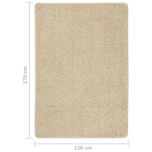 The Living Store Vloerkleed shaggy anti-slip 120x170 cm crèmekleurig - Vloerkleed