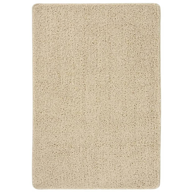 The Living Store Vloerkleed shaggy anti-slip 120x170 cm crèmekleurig - Vloerkleed