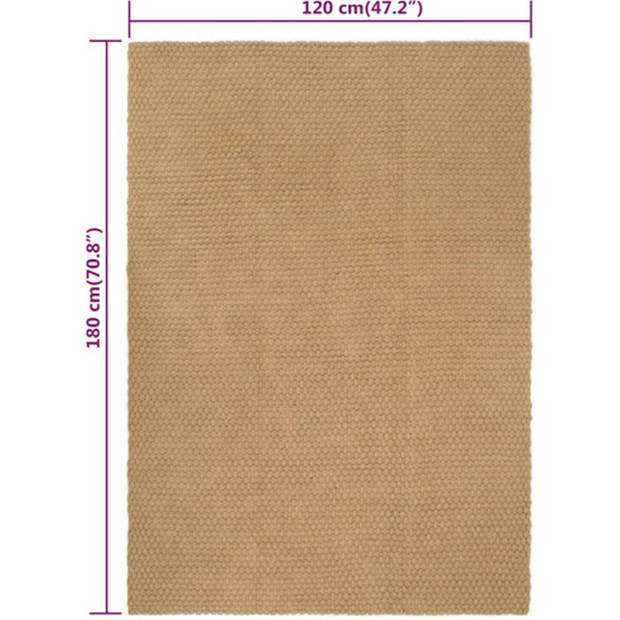 The Living Store Jute tapijt - 120 x 180 cm - Natuurlijk jutetint - 2x2 breipatroon - 2.200 g/m²