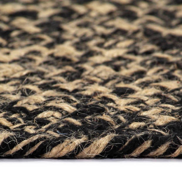 The Living Store Jute tapijt - 180 cm - handgemaakt - zwart en bruin