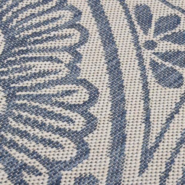 vidaXL Buitenkleed met patroon platgeweven 100x200 cm blauw