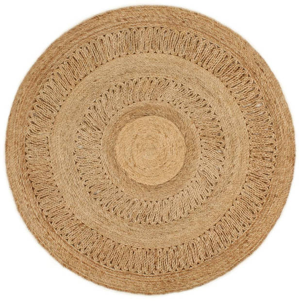 The Living Store Vloerkleed Jute - Rond 120cm - Natuurlijke toon