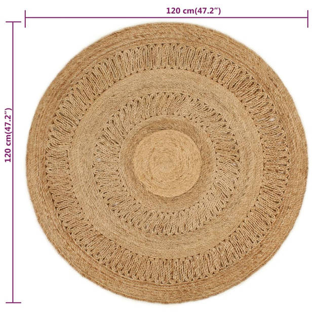 The Living Store Vloerkleed Jute - Rond 120cm - Natuurlijke toon