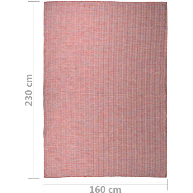 The Living Store Tuinkleed - Platgeweven - Polypropyleen - 160 x 230 cm - Rood - 100% PP