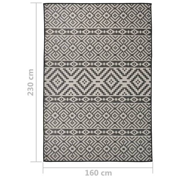 The Living Store Tuinkleed - Zwart - 160 x 230 cm - UV- en weerbestendig - 100% PP - 800 g - Met patroon