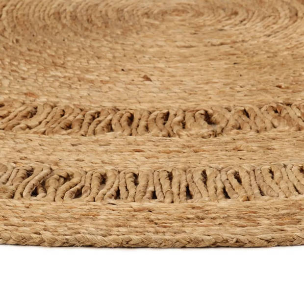 The Living Store Tapijt rond 90 cm gevlochten jute - Vloerkleed