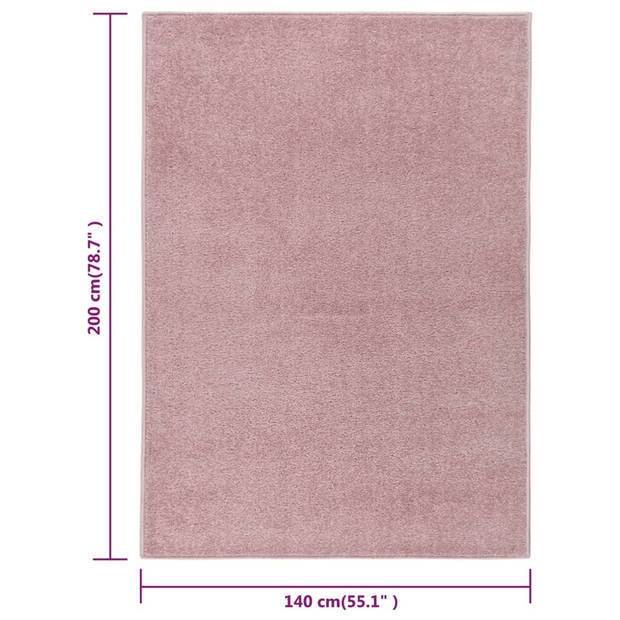 The Living Store Vloerkleed - 140 x 200 cm - 100% PP - Roze - 10 mm poolhoogte