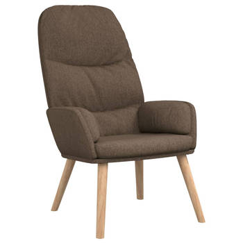The Living Store Relaxstoel - Dik gevoerd - Zacht aanvoelende stof - Metalen frame en rubberwood poten - Optimaal