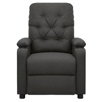 The Living Store Verstelbare Fauteuil - Luxe - Comfortabel - Donkergrijs - Stof - Metaal - 78.5x93x96.5cm -