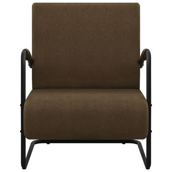 The Living Store Relaxfauteuil - - Fauteuils - 64.5 x 77 x 84 cm - Donkerbruin/Zwart - Polyester en Gepoedercoat