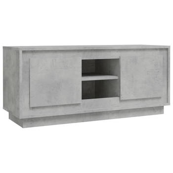 The Living Store TV Meubel - Betongrijs - 102 x 35 x 45 cm - Duurzaam materiaal - voldoende opbergruimte en praktische